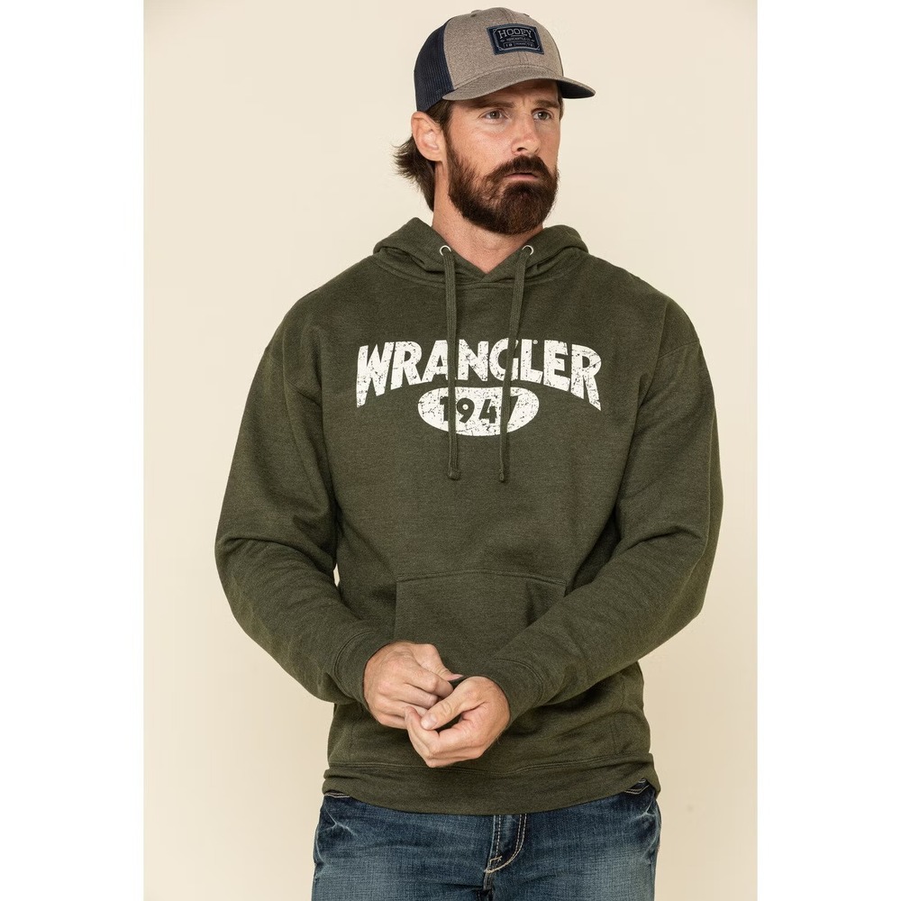 Wrangler 1947 Graphic Hoodie Mens Large Heather Olive Green Sweatshirt NWT NWOT